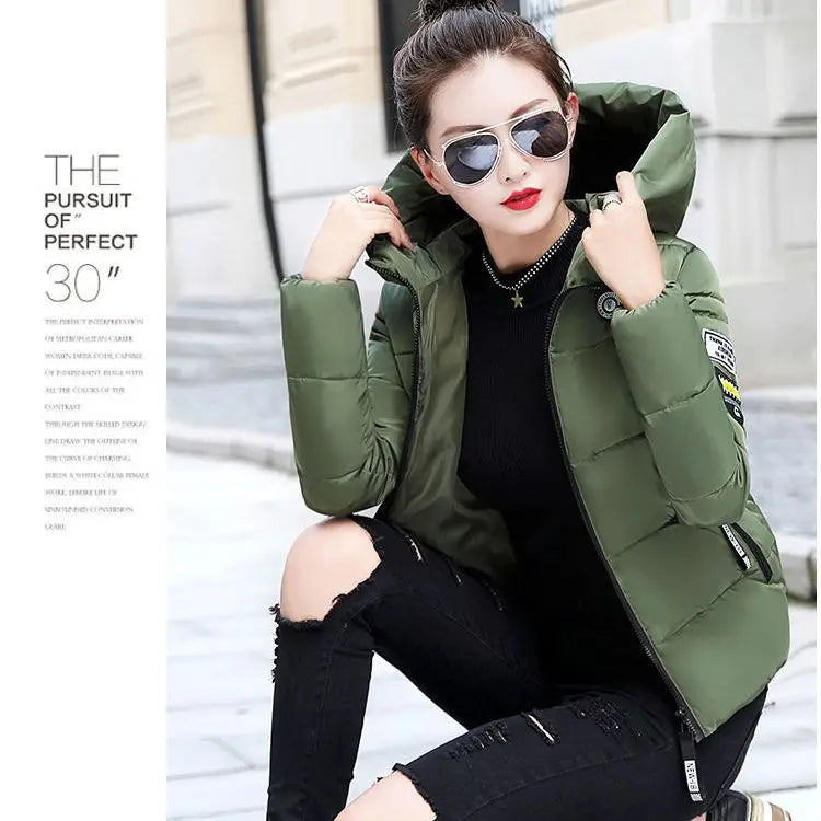 Chic Design Cropped Jacket Winter Short Puffer Jacket Women Clothing Cotton-padded Coats Warm Coat Bread Jackets