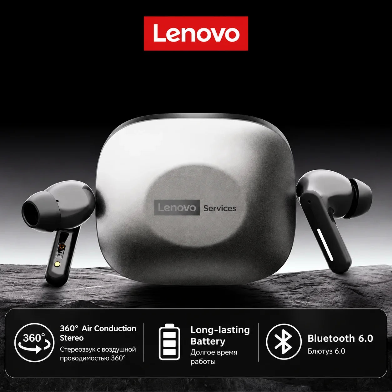 New Lenovo LE209 Wireless Bluetooth Earphone Business Music Bluetooth Headphone HD Call with Mic 30H Battery Life Gaming Headset