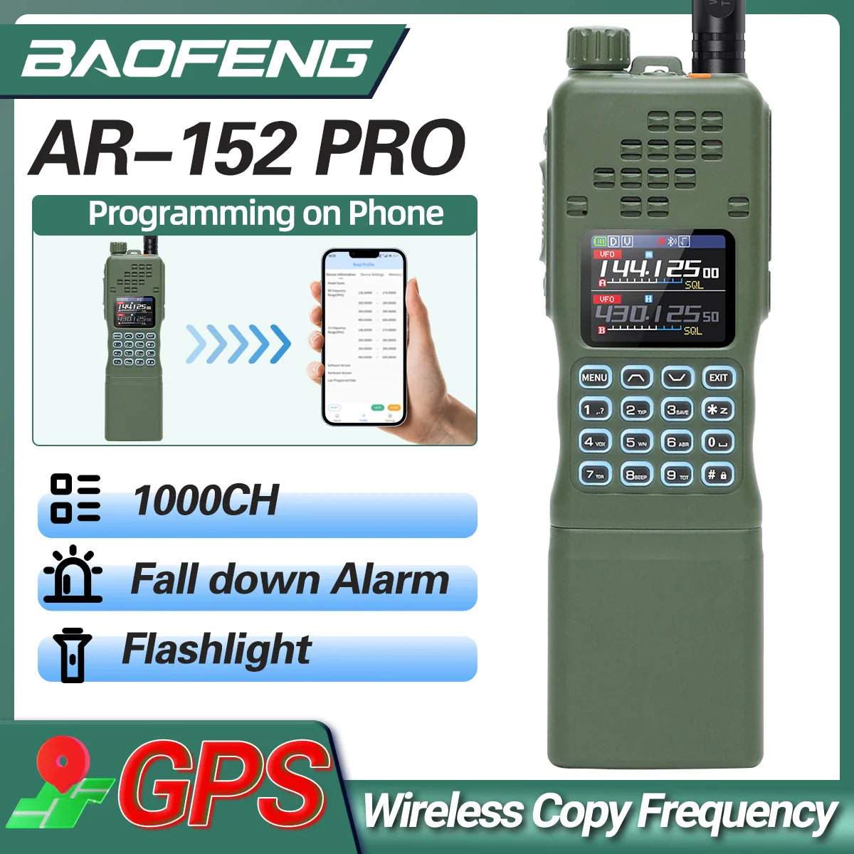 BAOFENG AR-152 PRO 10W GPS Bluetooth Programación