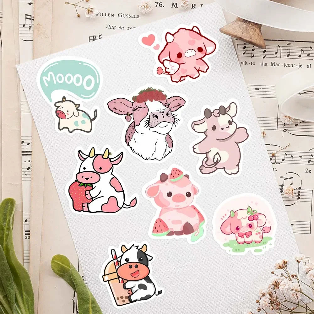 Paquete de pegatinas de vaca kawaii