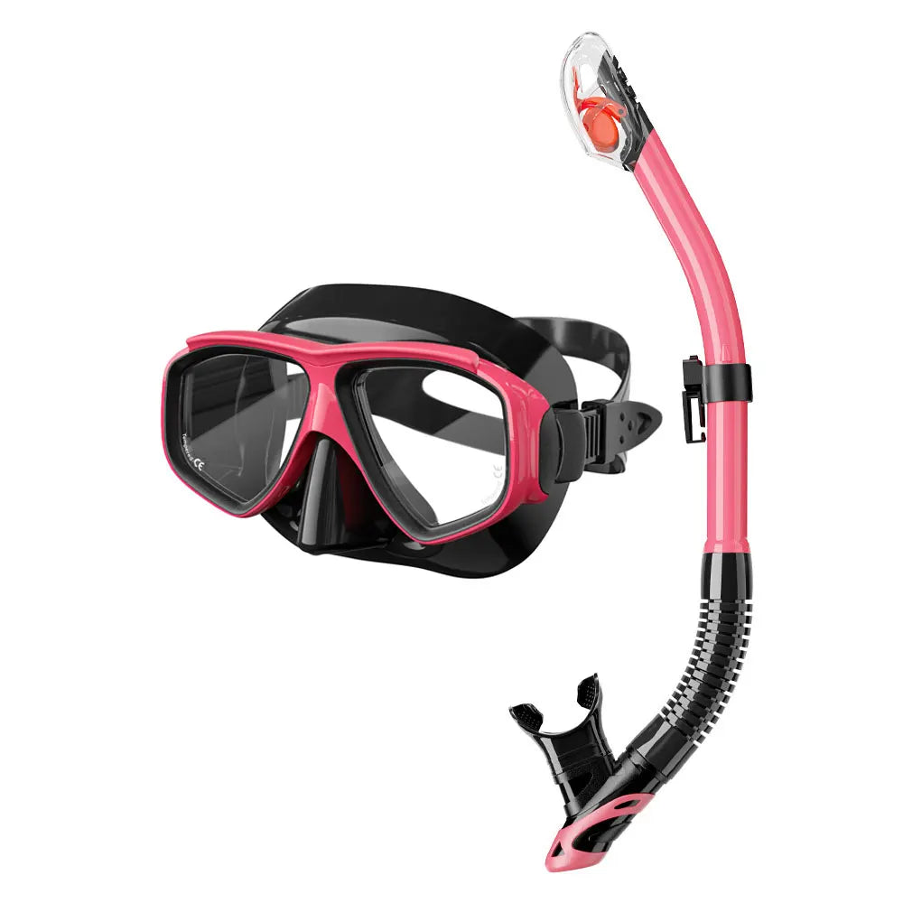 JSJM Professional Anti-Fog Swimming & Scuba Diving Mask with UV Protection, Silicone Snorkeling Goggles & Tube Set for Adults