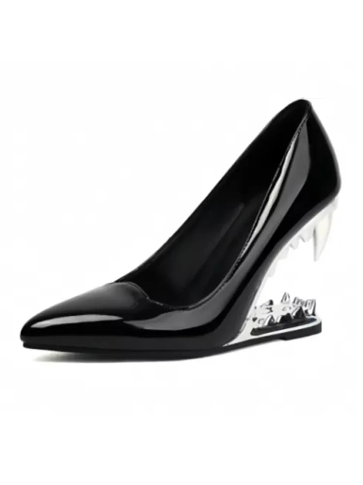 2026 Summer New Metal Tiger Teeth Single Shoes, High Heels, Fashion Show, Women's Wear, Size 44 Women's Sandals