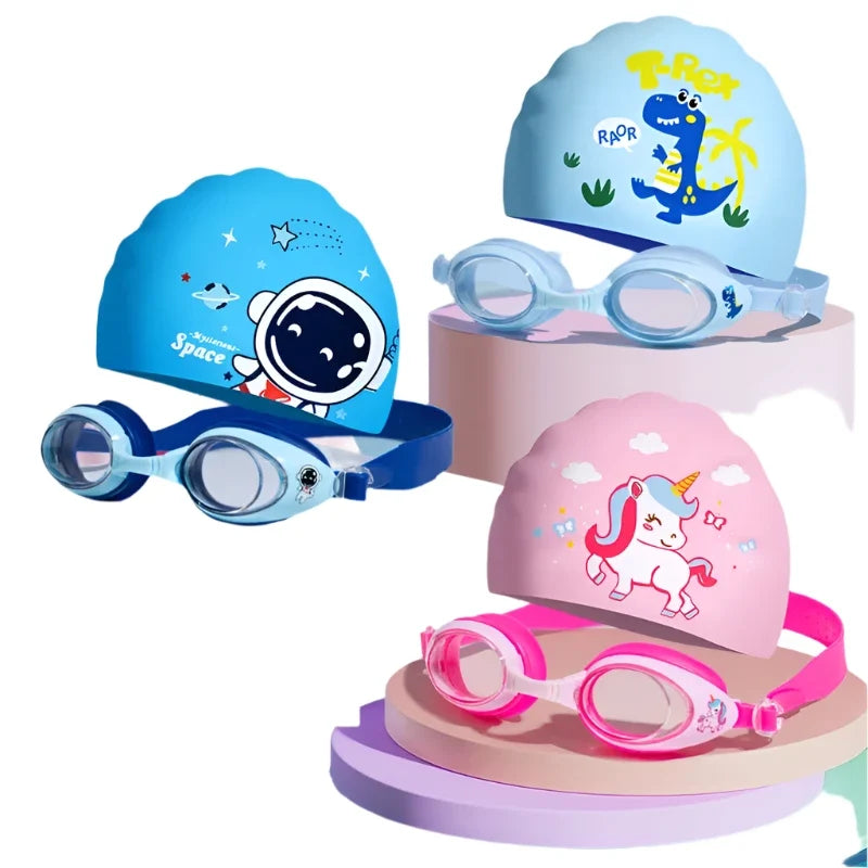 Waterproof Anti Fog Kids Swim Goggles and Cap
