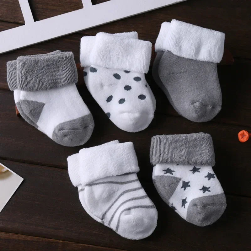 5pairs/lot Unisex Non-Skid Baby Shoe Socks 0-12months Cotton Baby Boy