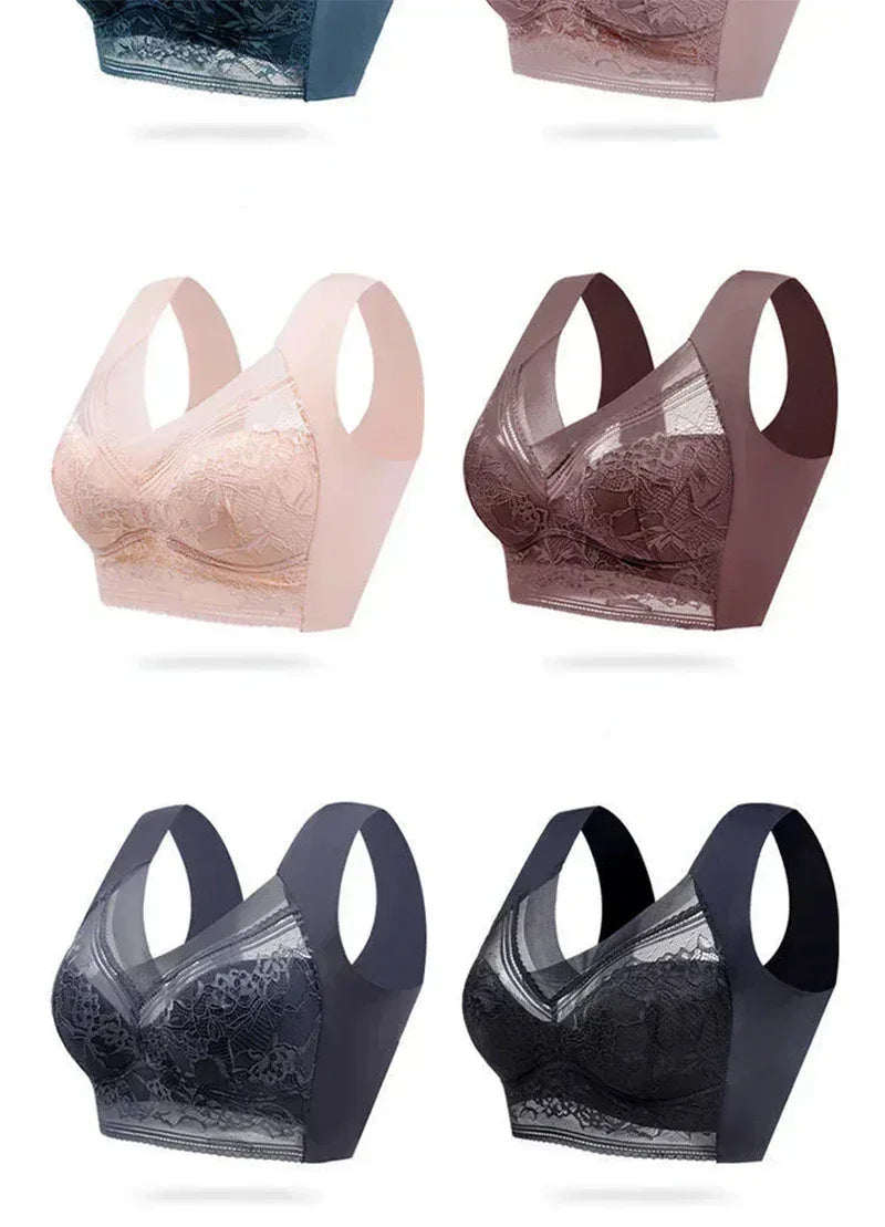 L-6L Mujeres Sujetador Grande Push Up Seda de Hielo Sin Costuras Sujetador Bralette Encaje Sin Aros Sujetadores de Verano Talla Grande Lencería Ropa Interior 15019