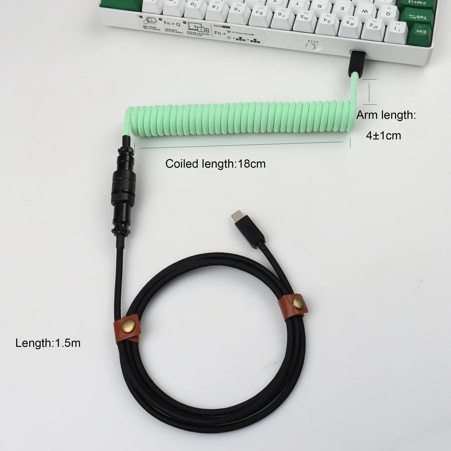 LANO USB-C to Type-C Coiled Cable Gamer Keyboard Custom Coil Type USB C Cable With Detachable Pilot Connector