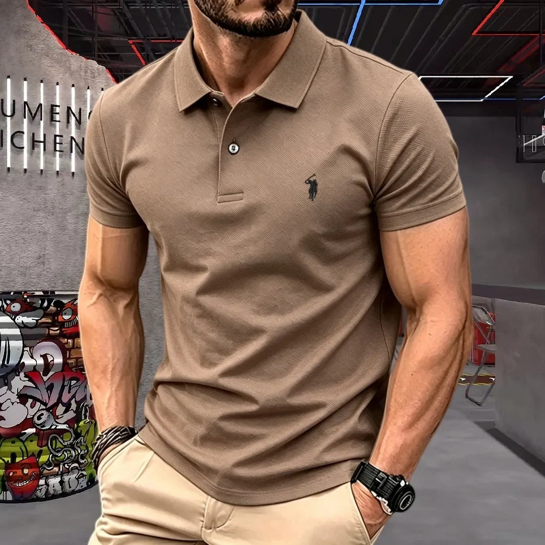 100% Pure Cotton High-End Brand Men's Short Sleeve Polo Shirt Summer