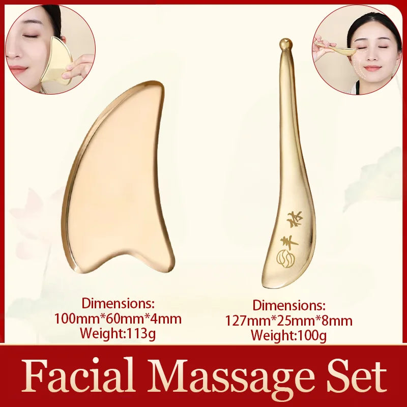 Copper guasha plate pure brass household scalp universal massage comb Mammary Scraping comb body massage tool