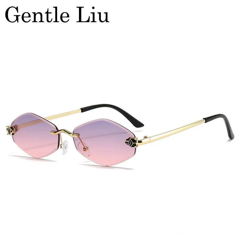 Fashion Rimless Hexagon Sunglasses Women 2026 Luxury Brand Y2K Punk Sexy Travel Sun Glasses For Ladies Frameless Rhombus Eyewear