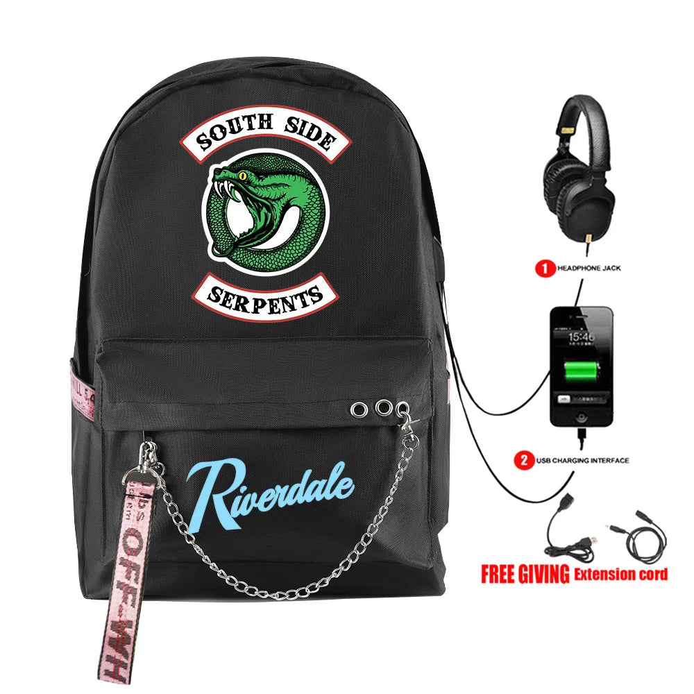 Youthful School Bag Unisex TV Riverdale Season 5 Travel Bags Usb Rechargeable Oxford Waterproof Notebook Shoulder Backpacks