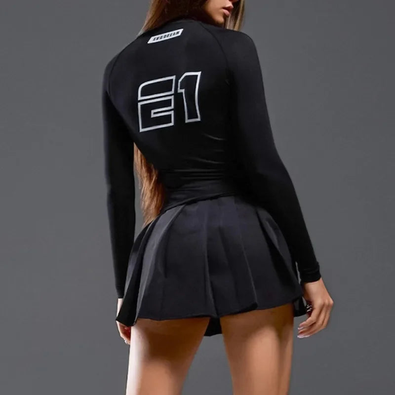 Spicy Racing Style Letter Print Long Sleeve Tee