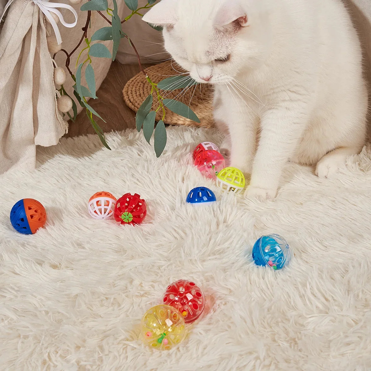 10pcs Pet Parrot Toy Colorful Hollow Rolling Bell Ball Bird Toy