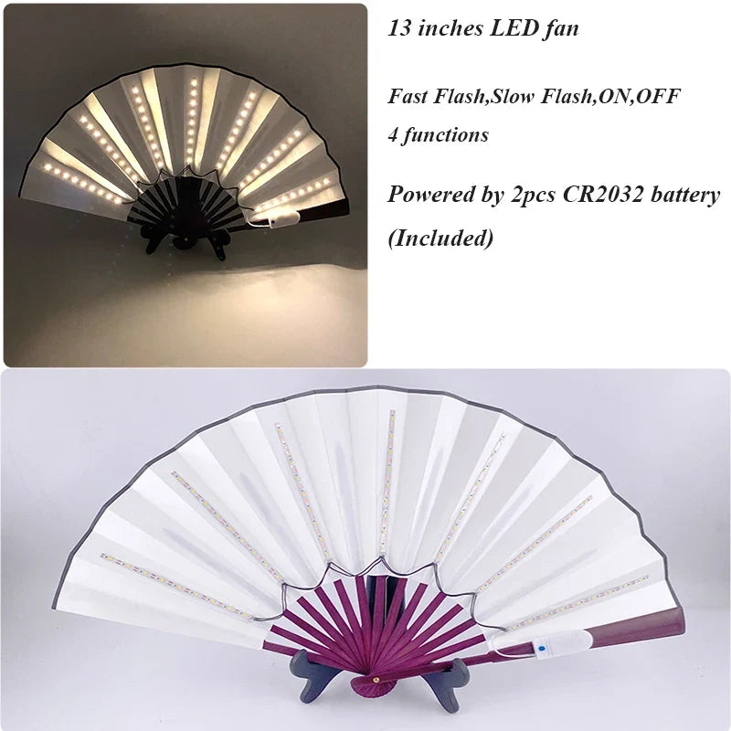 Luminous Folding LED Fan Dancing Light Fan Flashing For Night Music Show Rave Festival Accessories Glowing In The Dark Party
