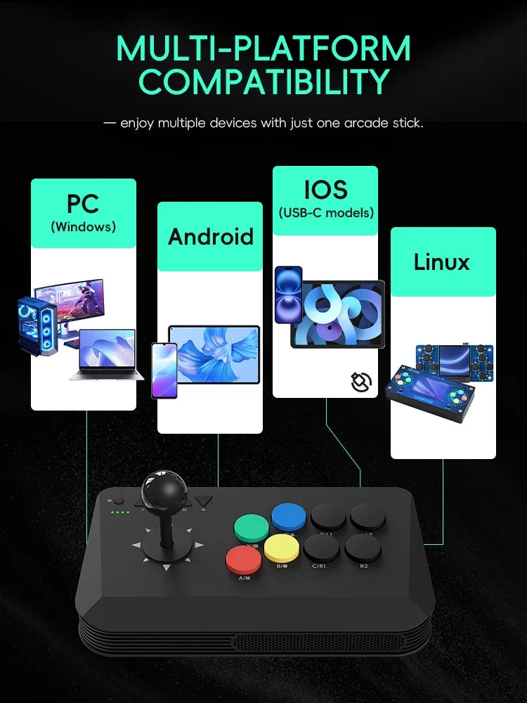 Data Frog Arcade Fighter Stick for Windows IOS Android TV Box Street Fighter Arcade Joystick Support M8 Retro Game Stick