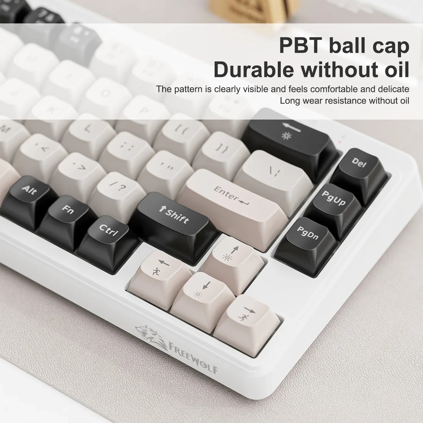 FREEWOLF M68 68 Keys Wireless Keyboard Mouse Combo, PBT RGB Tri-Mode Bluetooth/2.4G/Wired Keyboard, Silent Keyboard Mouse Set