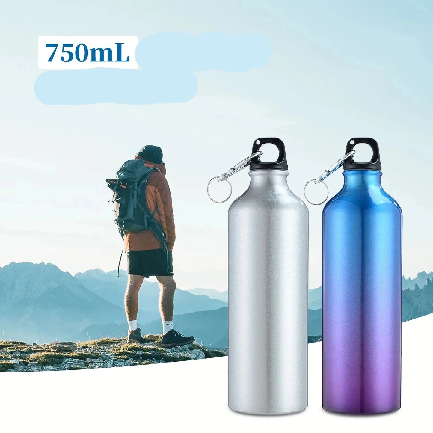 750mL Aluminum Water Bottle Reusable Leakproof