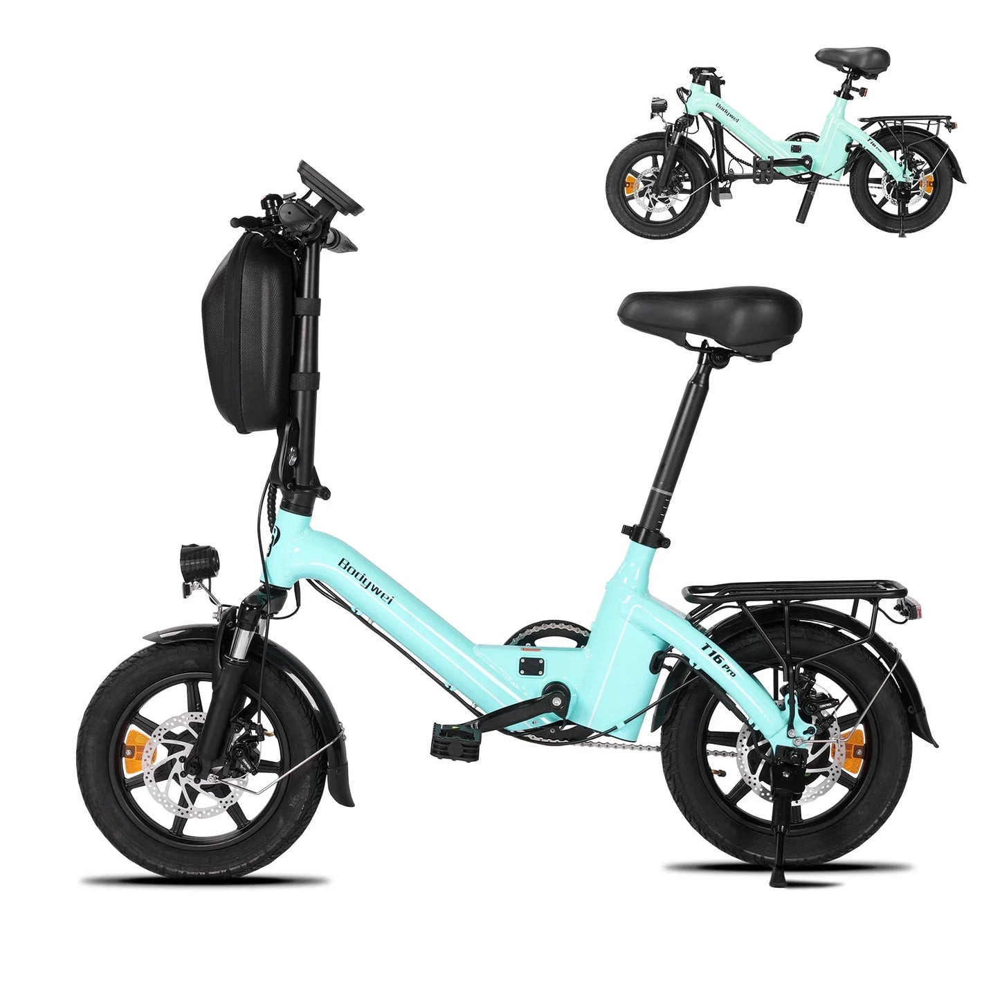 Bodywel T16Pro 250W 36V 10.4Ah Electric Folding Bike 14 Shock Absorber Double Disc Brakes LCD Urban Commute
