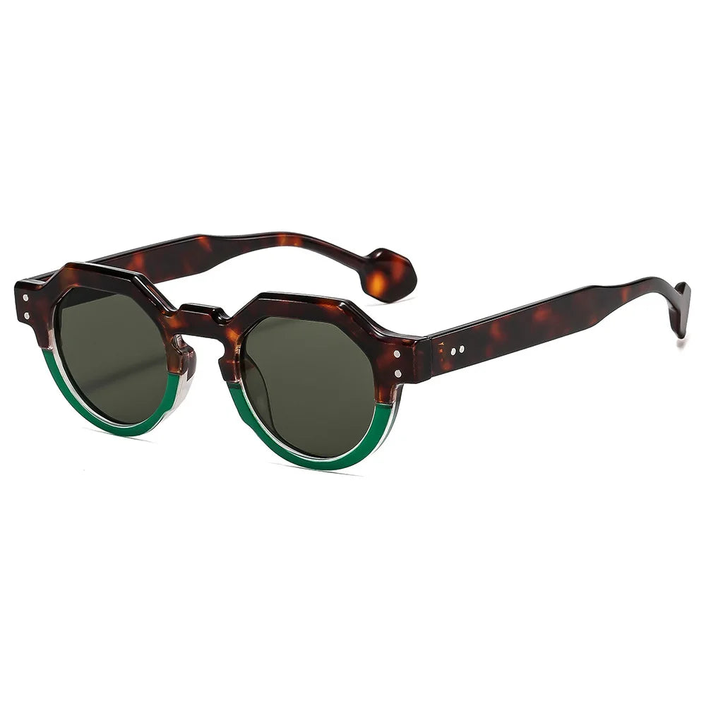 Fashion Small Irregular Square Sunglasses Women Retro Round Shades UV400 Men Rivets Punk Sun Glasses