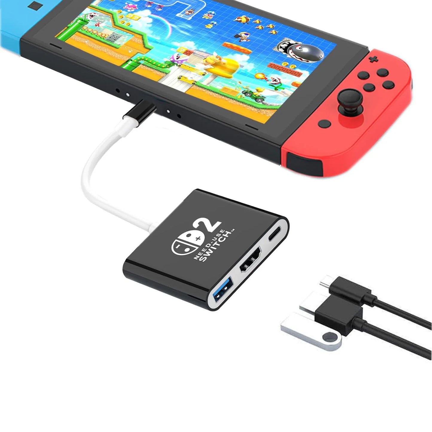 Switch 2 Dock HDMI 4K USB 3.0 Hub Adapter USB Splitter TV Portable Docking Station for NDS Switch2 Laptops PC iPad MacBook Air P