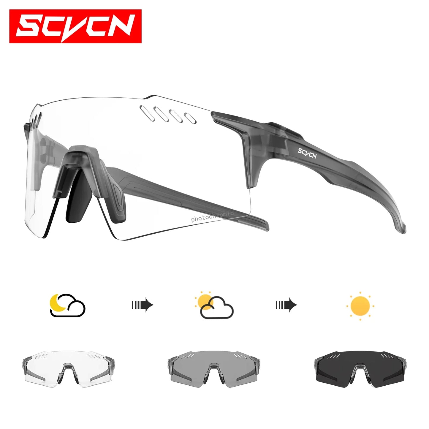 SCVCN Photochromic Cycling Sunglasses Men MTB Cycling Glasses Women Road Bike Glasses Outdoor Bicycle Sunglasses