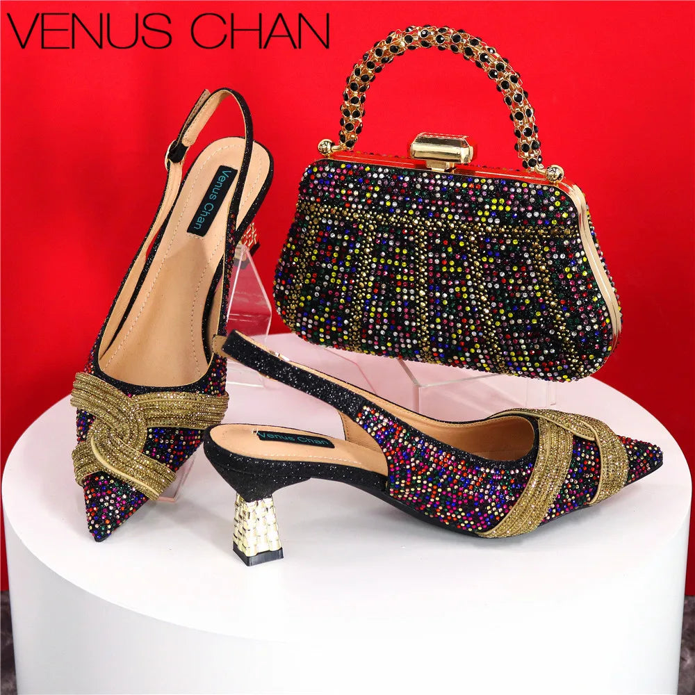 Zapatos y bolso de diseño italiano para mujer