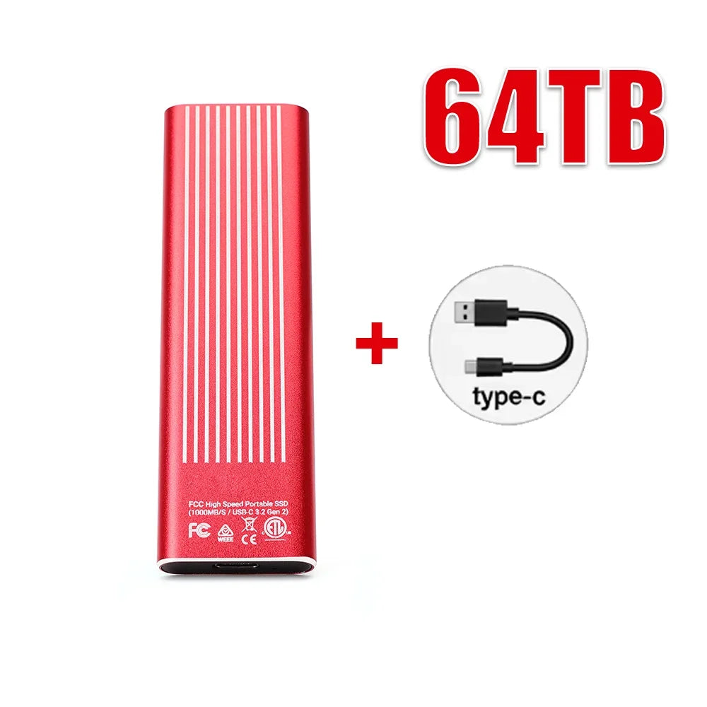 High Speed External Portable SSD 6TB 12TB Plug and Play Mobile Hard Drive Compatible with Windows IOS Android DevicesHigh Speed