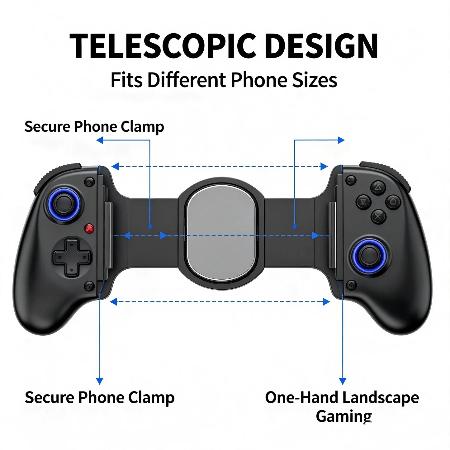 Bluetooth Mobile Game Controller for Switch/iOS/Android/Tablets Wireless Gamepad- Hall Effect D11 Telescopic Joysticks for PC