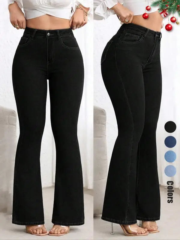 New Women's Elastic Slimming Bell Bottom Jeans Butt Lifting Waist