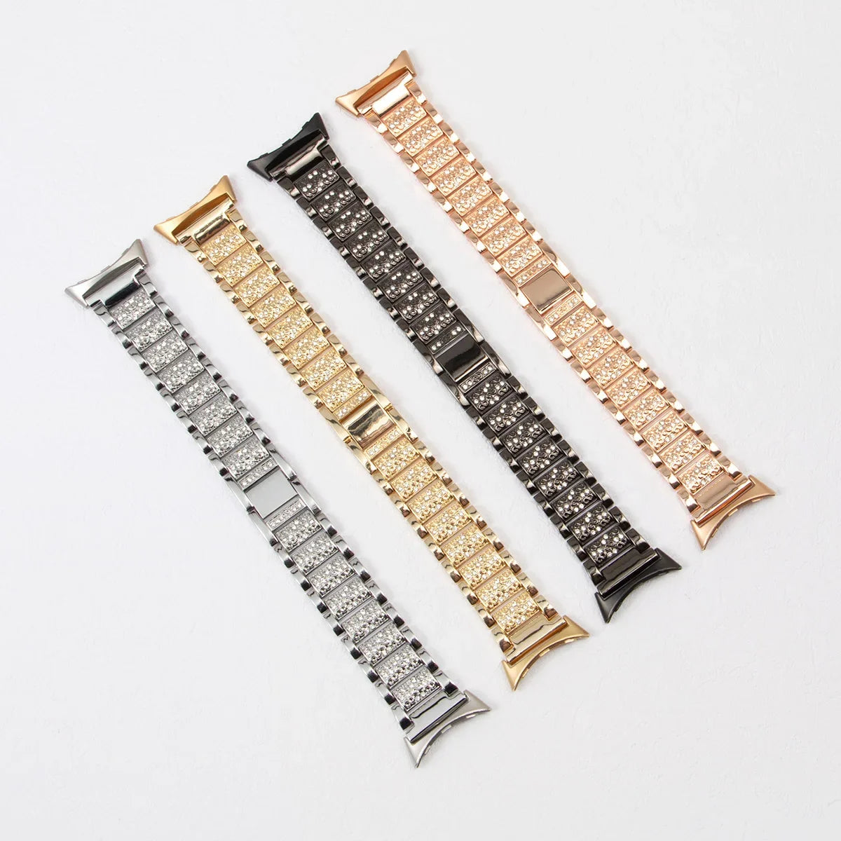 Google Pixel Watch 5, 4 & 3 Rhinestone Stainless Steel Link Band