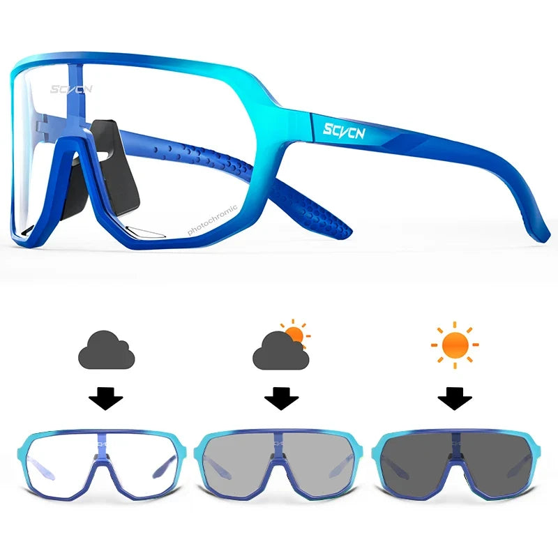 Scvcn-New Sunglasses Photochromic Cycling Glasses for Men Bicycle Mountain Bike Cycling Goggles UV400 MTB Polarized Road Women
