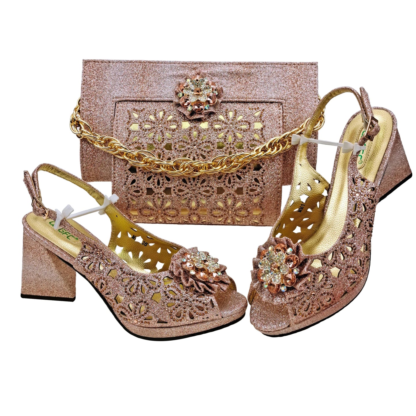 Conjuntos italianos de zapatos y bolsos para fiesta de noche HFV-25