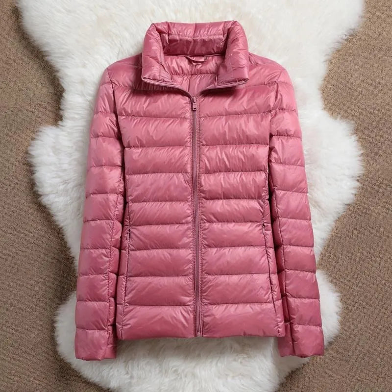 Light Down Coat Women Spring Jacket Fashion Short Ultra Lightweight Packable Puffer Coats Female Down Warm Slim Fit Parkas