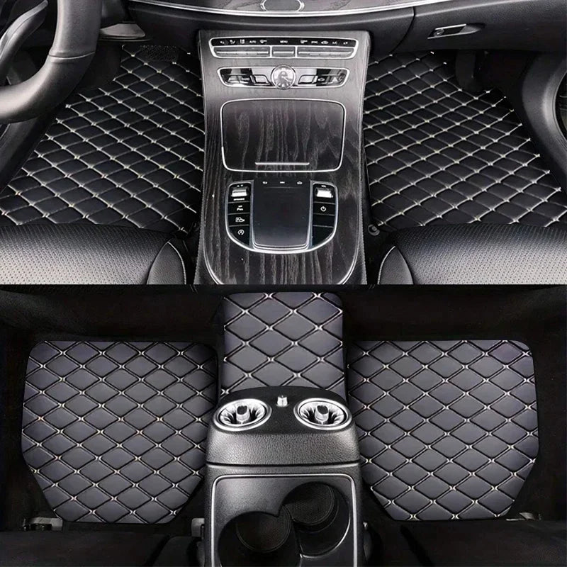 Universal 5Pcs Car Floor Mats PU Leather Waterproof Dust-Proof Auto Carpet Protector pads Fashion Car Interior Accessories