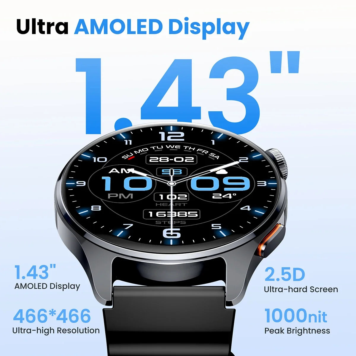 HAYLOU Watch 4S(HF012) GPS Smartwatch 1.43” HD AMOLED 5 Satellite GPS Positioning 120+ Workout Modes Sport Fitness Smart Watch