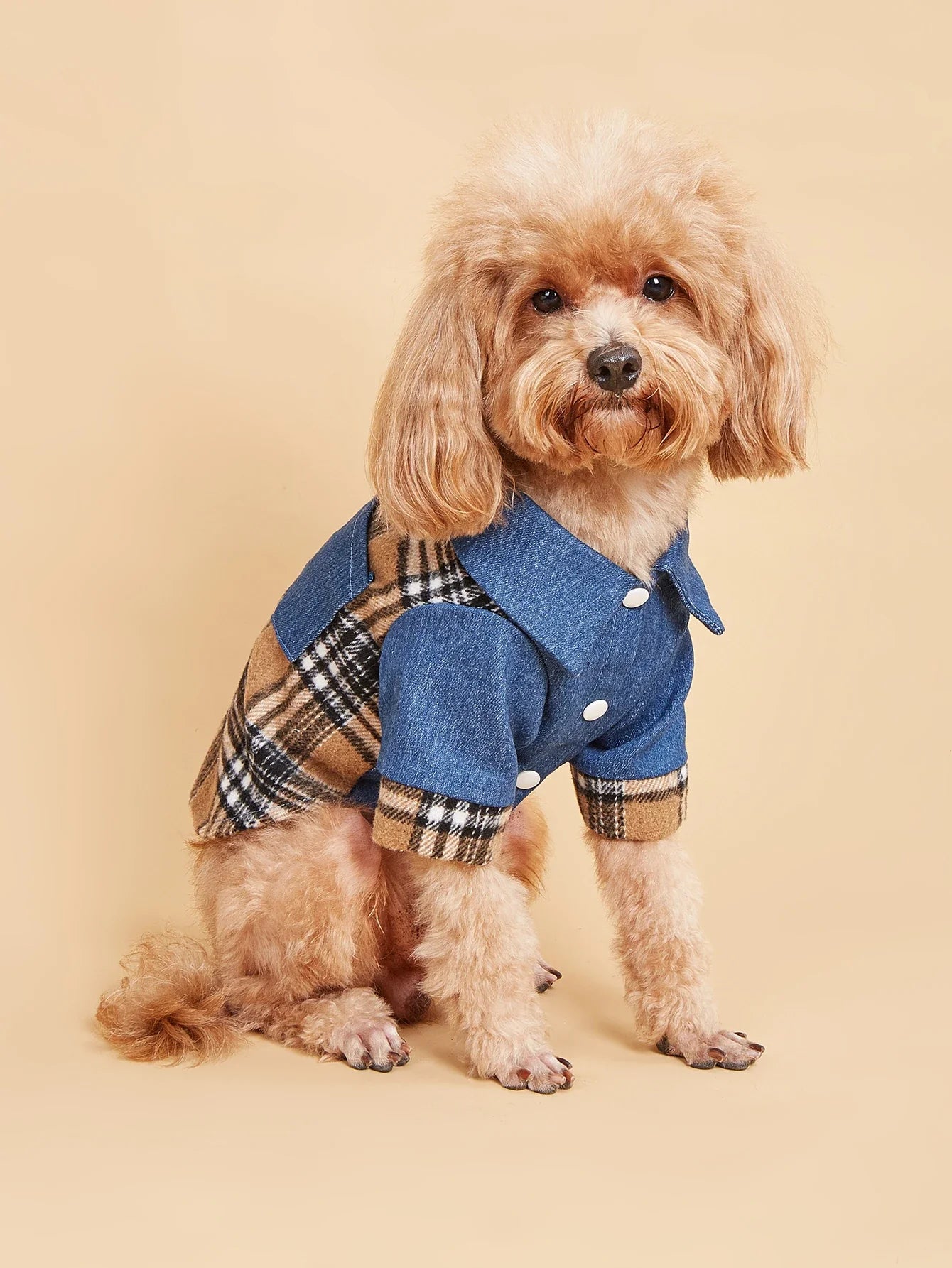 Dog Cloth for Small Dogs Costume Jean Puppy with  Doggie Plaid Pet Clothes Soft Apparel Attire