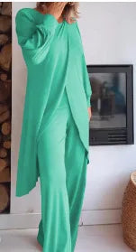 Casual Long Sleeve Tshirt Pants Set Office Lady Spring Summer Elegant Fashion Solid Tops Pants Two Piece Set Women 2024 Outfit
