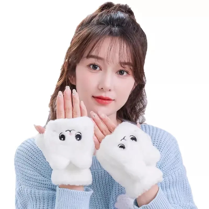 Manoplas de peluche de gato kawaii