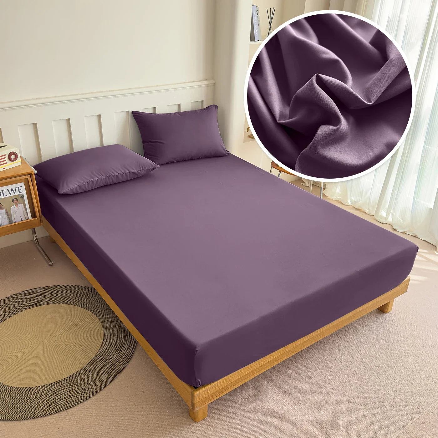 90/120/150/180x200 Fitted Bed Sheet With Elastic Band Solid Color Mattress Covers Protector Single Double King Beds Polyester