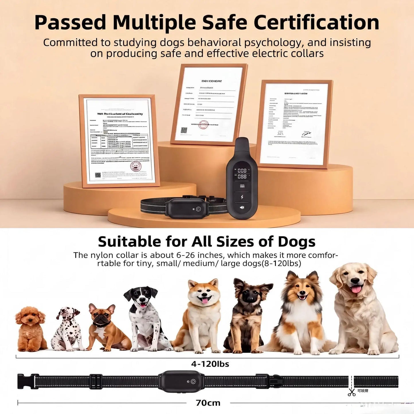 1000m Dog Training Collar Remote Control, Waterproof Rechargeable Dog