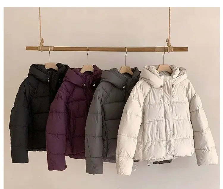 ZAROY Women's Thick Warm Cotton Jacket With Rhinestones Winter Casual Stand Collar Zipper Pocket Down Coat Puffer куртка