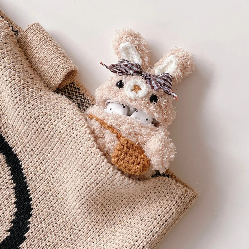 Funda de AirPods de conejo de peluche