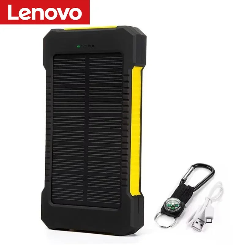 Lenovo 500000mAh Solar Power Bank Super Fast Charging Large Capacity Portable External Battery for iPhone Outdoor Emergency