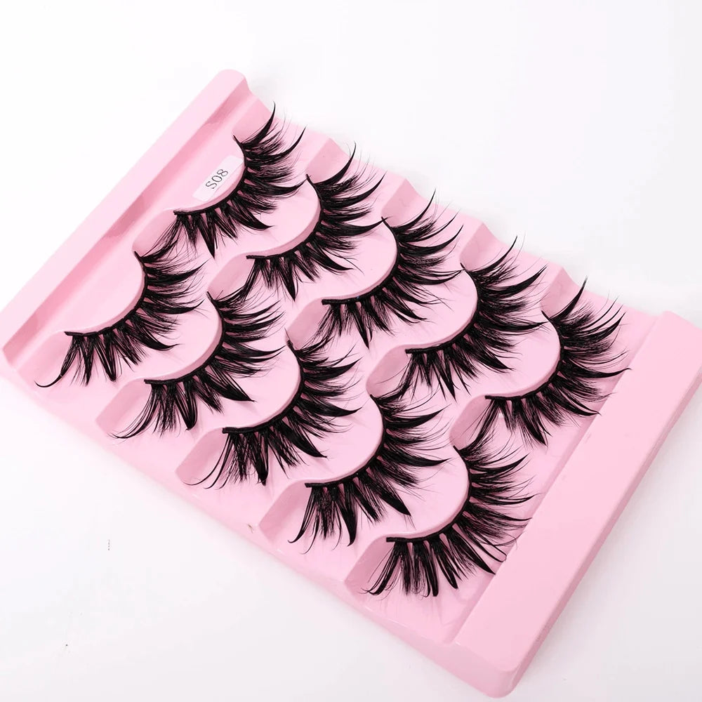 Yiernuo 1/5 Pairs Cosplay Anime Eyelashes Manga Lashes Dramatic Fairy Clusters Lashes Wet Look Lashes