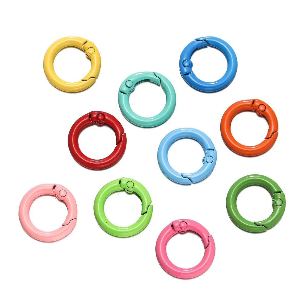 5Pcs Colorful  O Ring Spring Clasp Openable Round Carabiner Keychain Clips Hook Dog Chain DIY Jewelry Buckle Connector