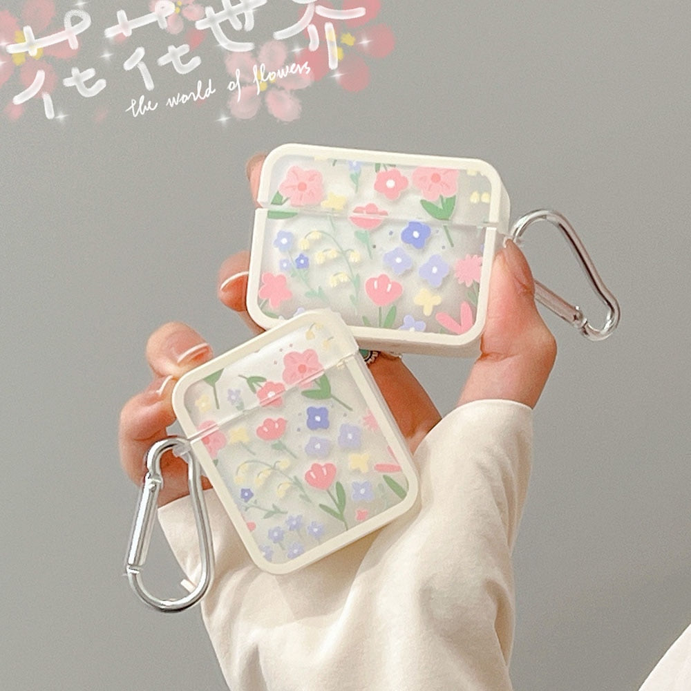 Estuche para AirPods con flores en colores pastel