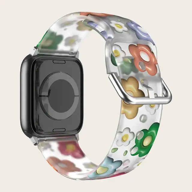 Apple Watch Patterned & Clear Silicone Band with Buckle