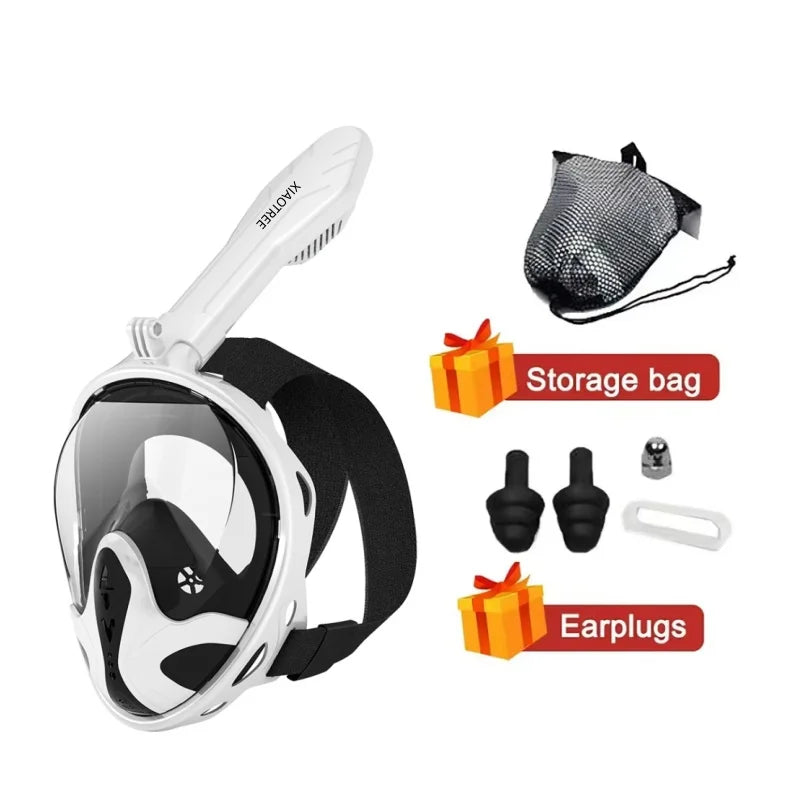 XIAOTREE Full Face Snorkel Mask with Detachable Camera Mount,Snorkeling Swimming Diving Mask Wide View Anti-Fog Anti