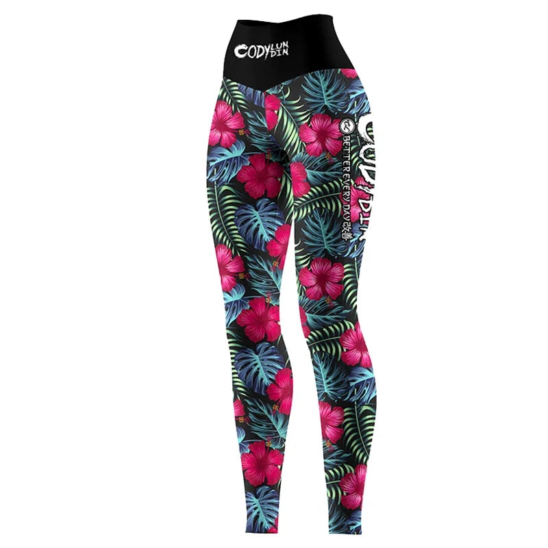 Flower Print Women Rash Guard Gym Clothes MMA Compression Yoga Wear Jiu Jitsu Rashguard T-shirt+Pants Boxing Grappling 4pcs/Sets