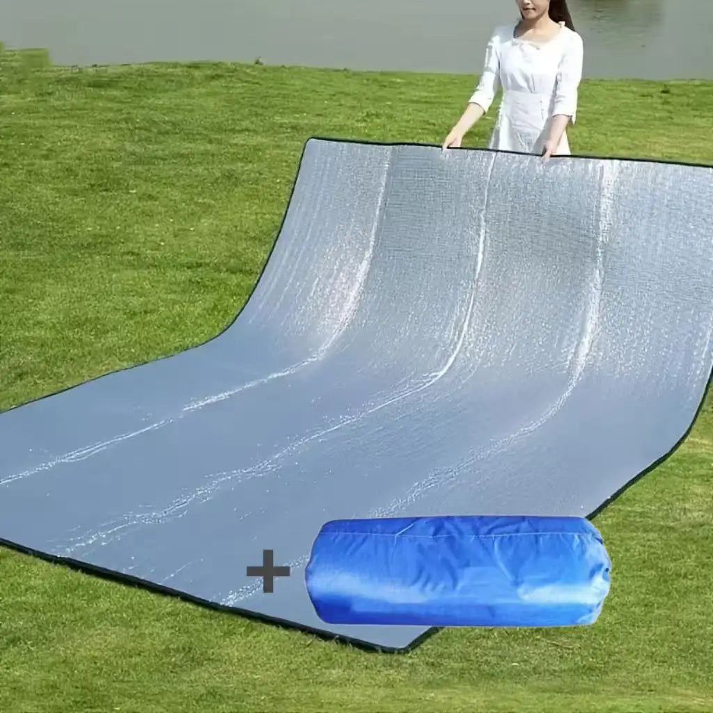 Camping Mat Waterproof Large Foldable Silver Blue Four Season Moisture Proof Easy Clean Picnic Beach Park Outdoor Hiking Travel