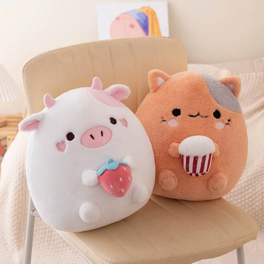 Peluche Vaca Fresa y Gato Palomitas
